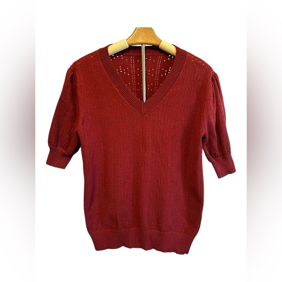 Zulily Knit Short Sleeve V-Neck Sweater – Burgundy – Size XL - Picture 1 of 3